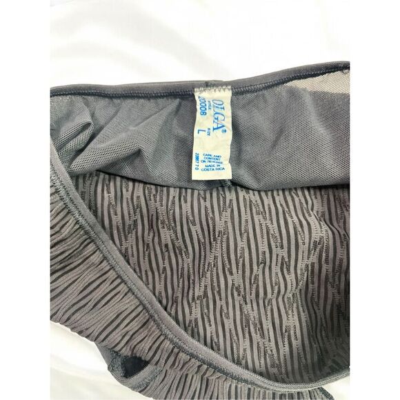 Vtg Hi-Cut Olga Bikini Panties Shiny Nylon Stretch Sheer Gray Large Smooth - Picture 3 of 4